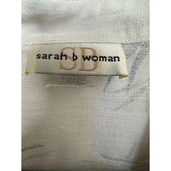 Vintage Sarah B Woman Womens Tan Blouse 2X short sleeve Rayon floral button up - Picture 6 of 9